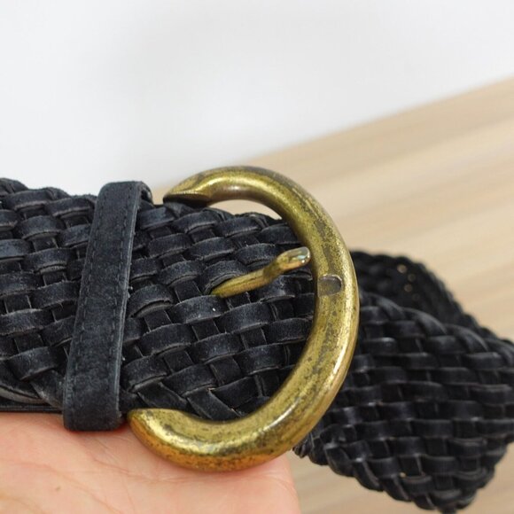 VINTAGE Braided Belt Womens Small Leather Chunky Waist Dress Suede 90s USA OMEGA - Picture 6 of 16